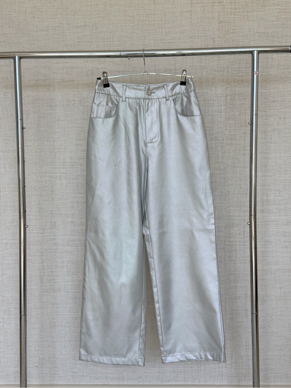 Commense Silver Wide-Leg Trousers